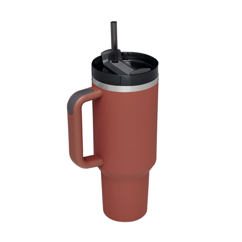 Tumbler With Handle Straw Insulated, Stainless Steel Spill Proof Vacuum Coffee Cup  Mug Gifts For Valentine Lover Suitable For Car Gym Office Travel