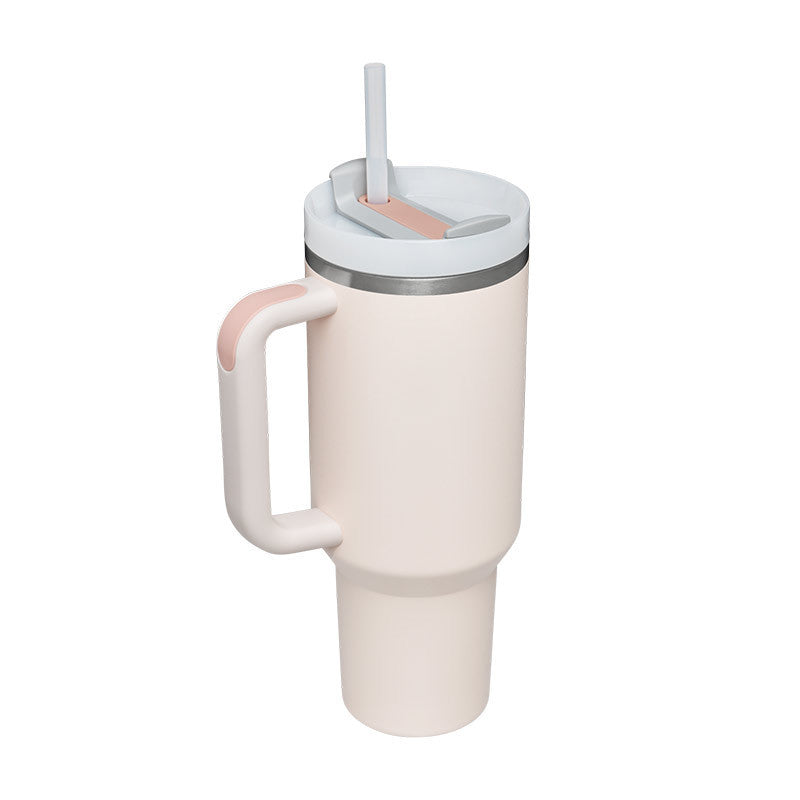 Tumbler With Handle Straw Insulated, Stainless Steel Spill Proof Vacuum Coffee Cup  Mug Gifts For Valentine Lover Suitable For Car Gym Office Travel