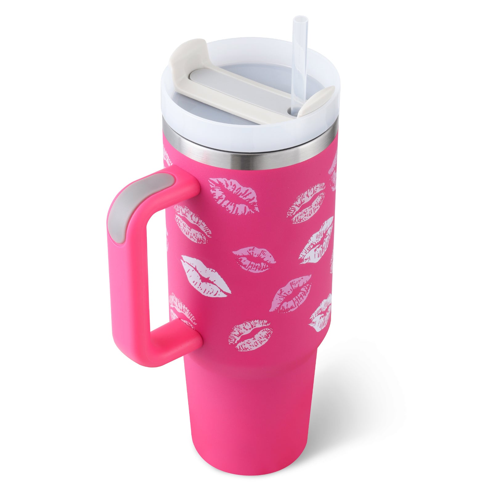 Tumbler With Handle Straw Insulated, Stainless Steel Spill Proof Vacuum Coffee Cup  Mug Gifts For Valentine Lover Suitable For Car Gym Office Travel