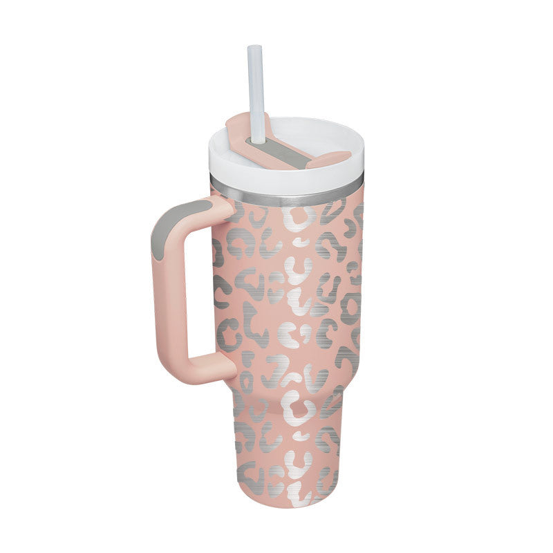 Tumbler With Handle Straw Insulated, Stainless Steel Spill Proof Vacuum Coffee Cup  Mug Gifts For Valentine Lover Suitable For Car Gym Office Travel