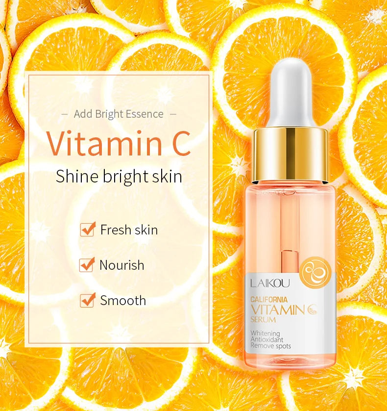 LAIKOU Serum Japan Sakura Essence Moisturizing Hyaluronic Acid Pure 24K Gold Brightening  Vitamin C  Face Serum Care Skin