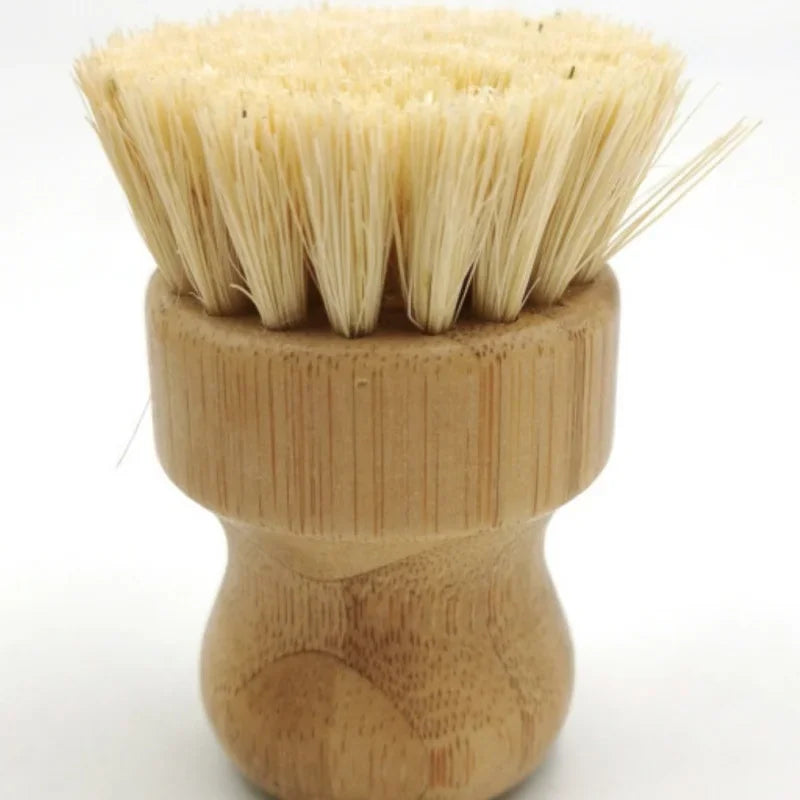 Bamboo Dish Scrub Brushes, Kitchen Wooden Cleaning Scrubbers for Washing , Natural Sisal Bristles