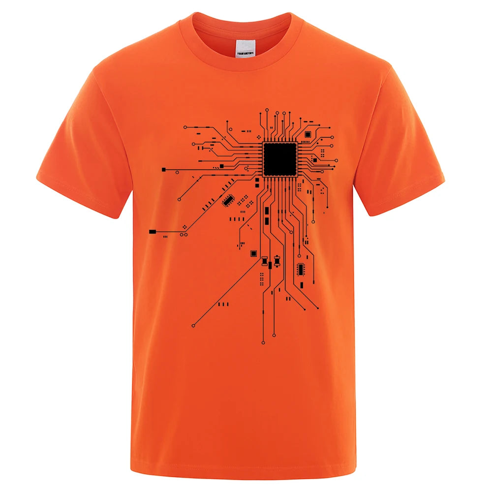 Men's CPU Processor Circuit Diagram T-Shirt – Summer Cotton Funny Graphic Tee