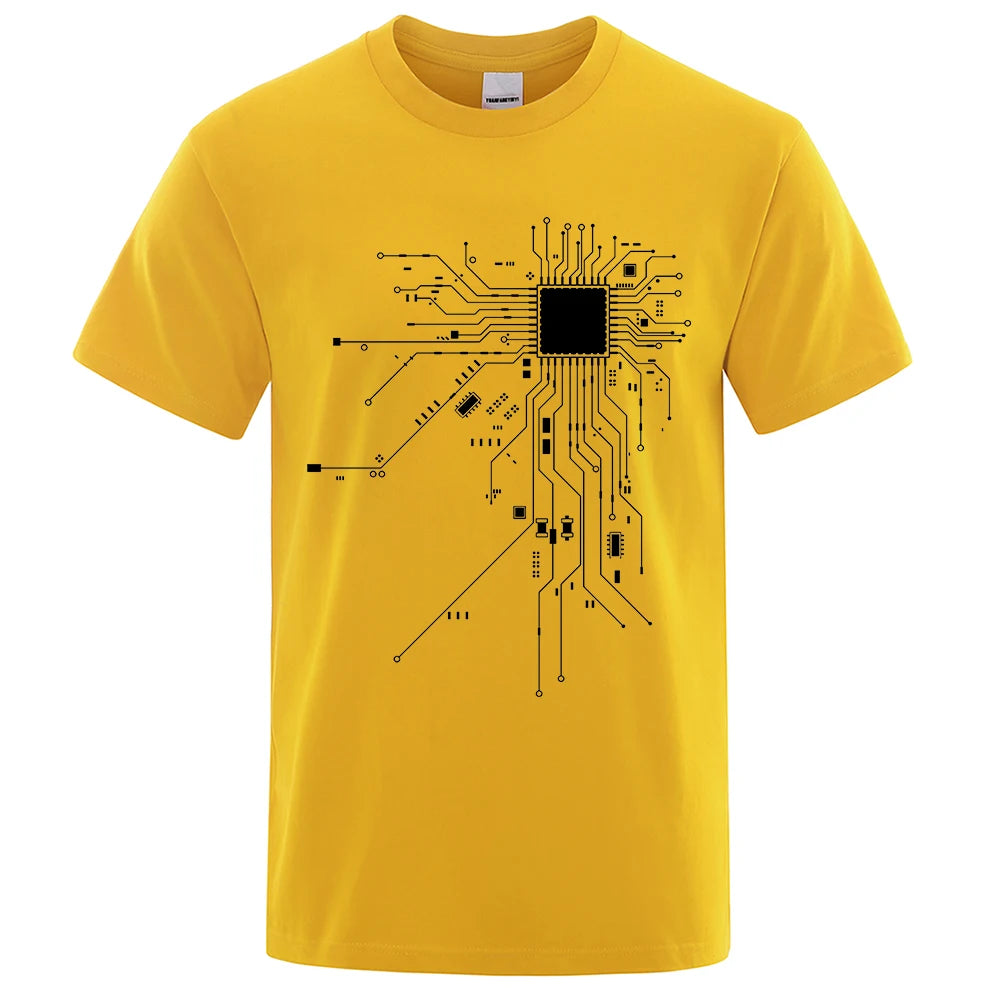 Men's CPU Processor Circuit Diagram T-Shirt – Summer Cotton Funny Graphic Tee