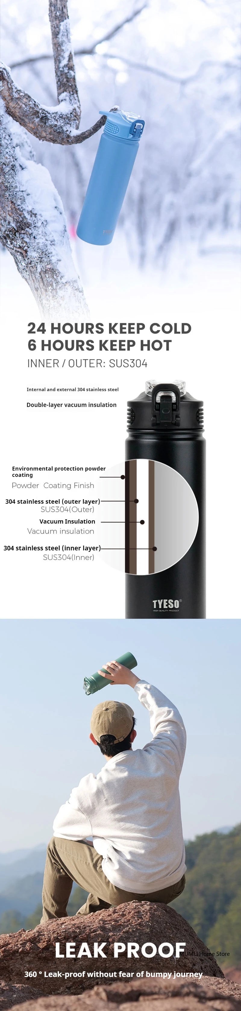 600/750ML Thermos Bottle With Straw Stainless Steel Car Thermal Cup Sports Water Bottles Keeps Cold and Heat Thermal Mug
