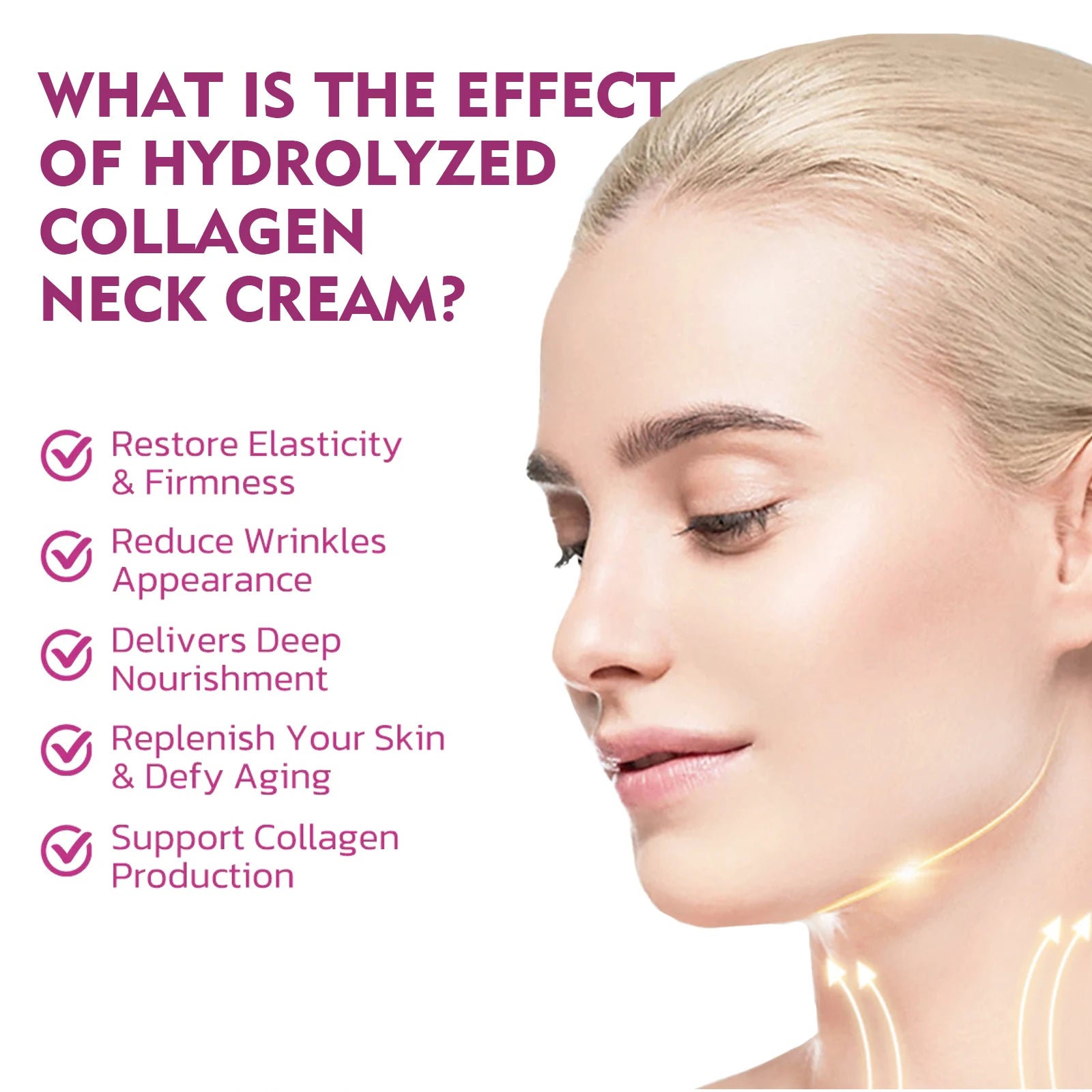Hydrolyzed Collagen Neck Cream Anti Aging Lifting Firming Lightening Lines Nourish Eliminate Double Chin Face Skin Car