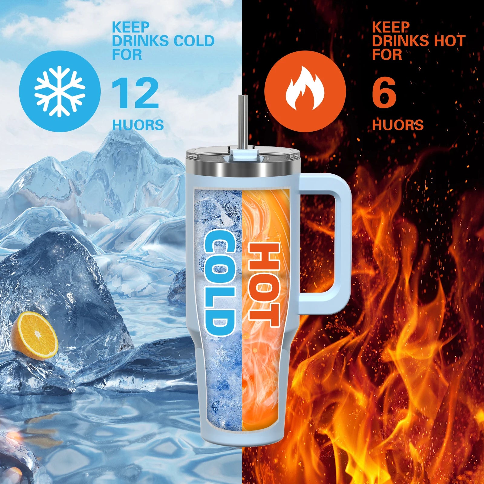 891/1182ml Insulated Mug With Handle And Straw Large Capacity 40oz Tumbler Stainless Steel Water Bottle Office Home