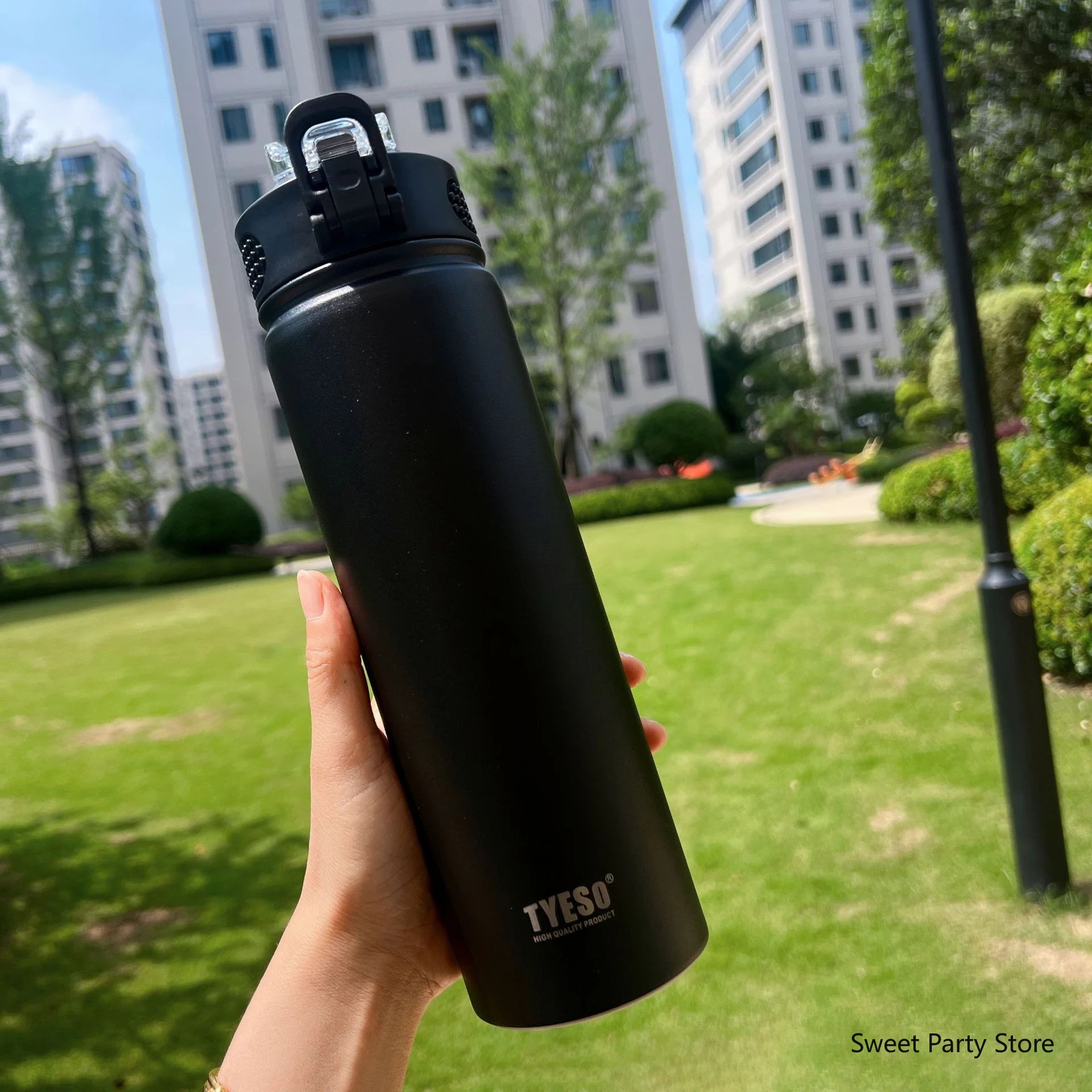600/750ML Stainless Steel Vacuum Flask With Straw Sports Water Bottle Travel Insulated Cup Thermal Mug