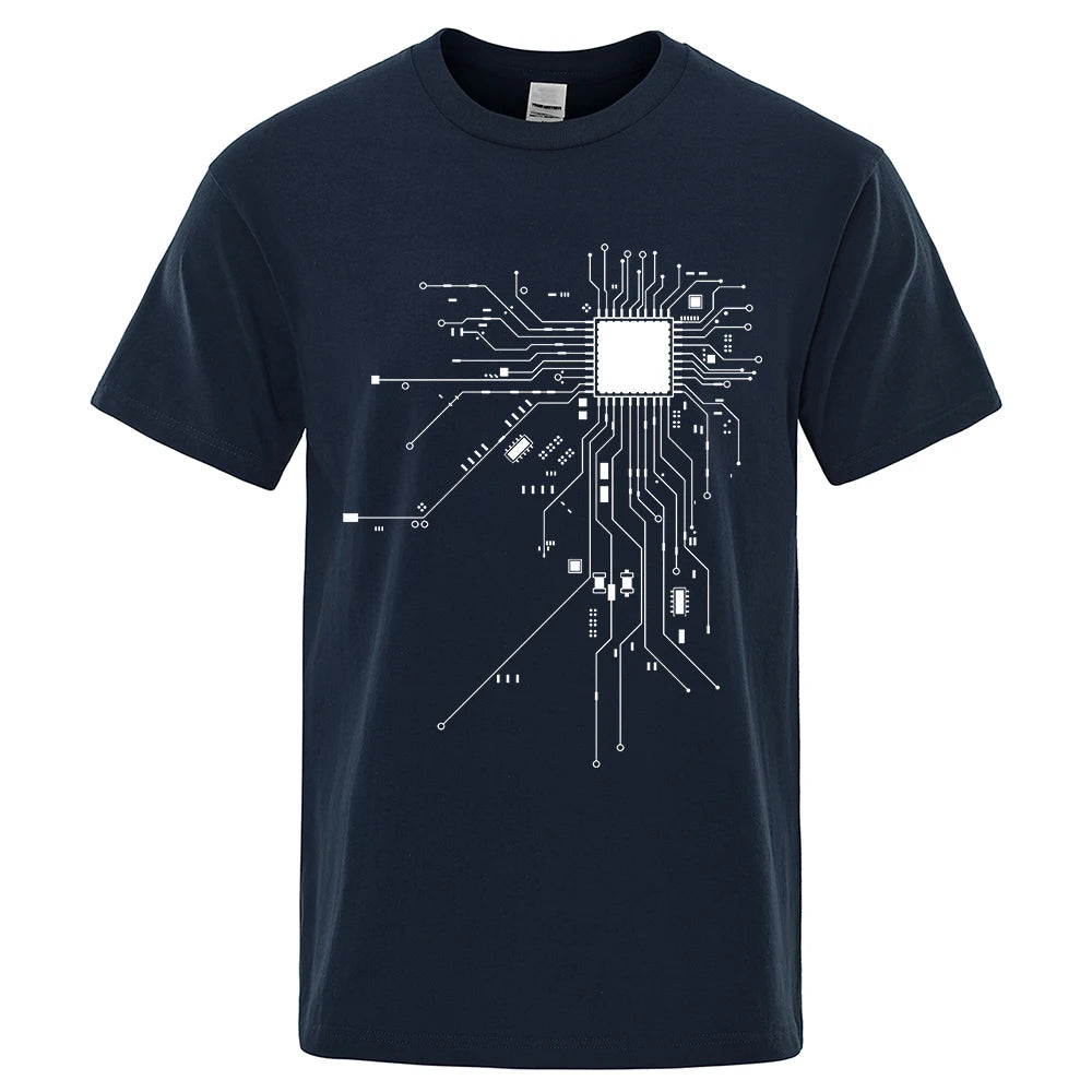 Men's CPU Processor Circuit Diagram T-Shirt – Summer Cotton Funny Graphic Tee