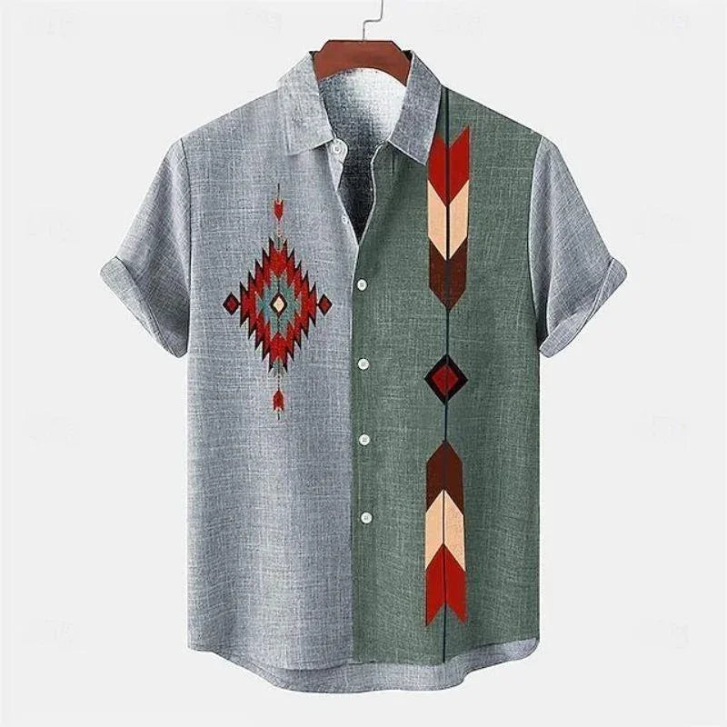 Stylish and Minimalist 3D Cotton-Linen Short Sleeve Shirt