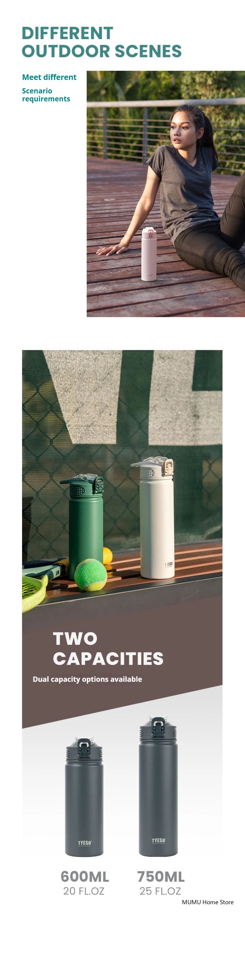 600/750ML Thermos Bottle With Straw Stainless Steel Car Thermal Cup Sports Water Bottles Keeps Cold and Heat Thermal Mug