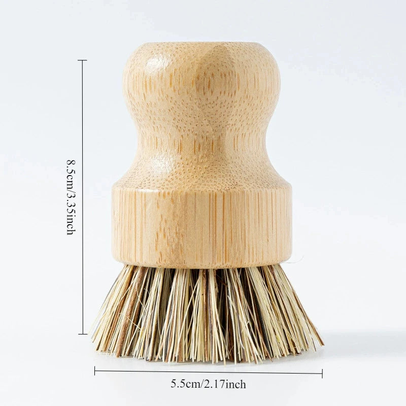 Bamboo Dish Scrub Brushes, Kitchen Wooden Cleaning Scrubbers for Washing , Natural Sisal Bristles