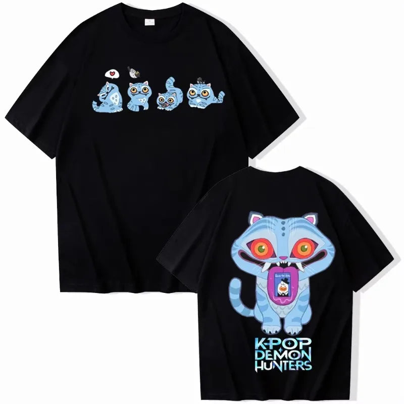 KPop Devil Hunter Casual Shirt Trend T-shirt Fashion  Loose T-shirt