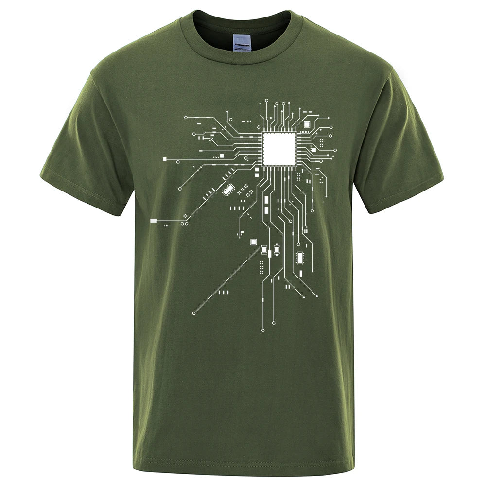 Men's CPU Processor Circuit Diagram T-Shirt – Summer Cotton Funny Graphic Tee