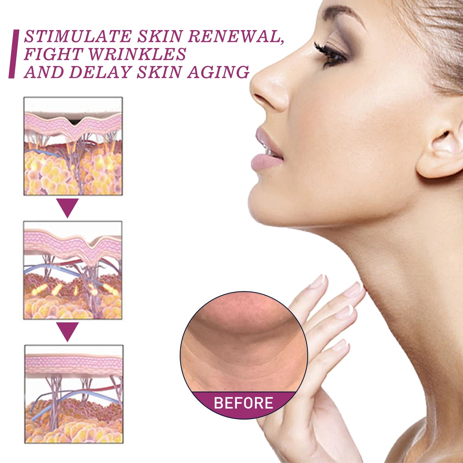 Hydrolyzed Collagen Neck Cream Anti Aging Lifting Firming Lightening Lines Nourish Eliminate Double Chin Face Skin Car