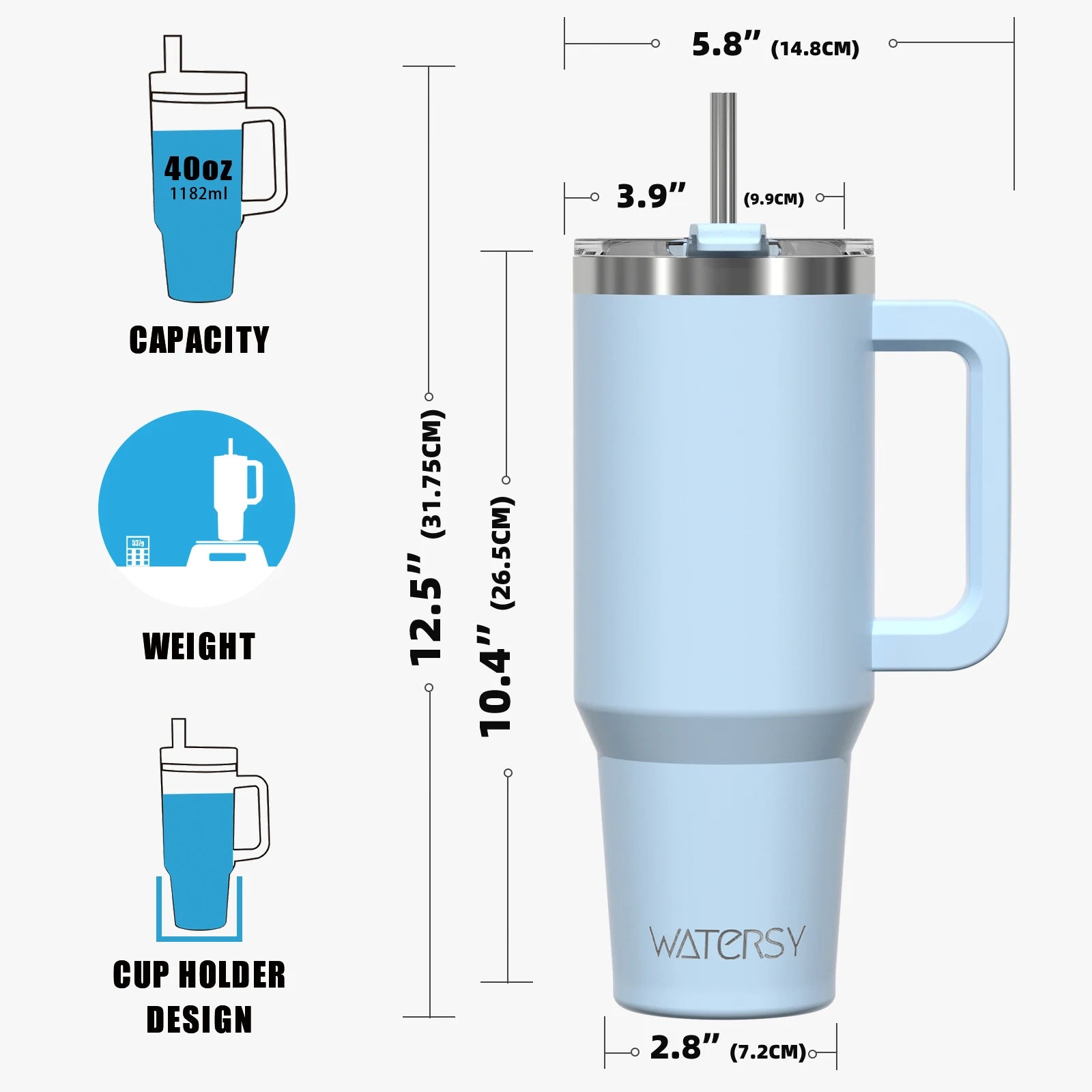 891/1182ml Insulated Mug With Handle And Straw Large Capacity 40oz Tumbler Stainless Steel Water Bottle Office Home