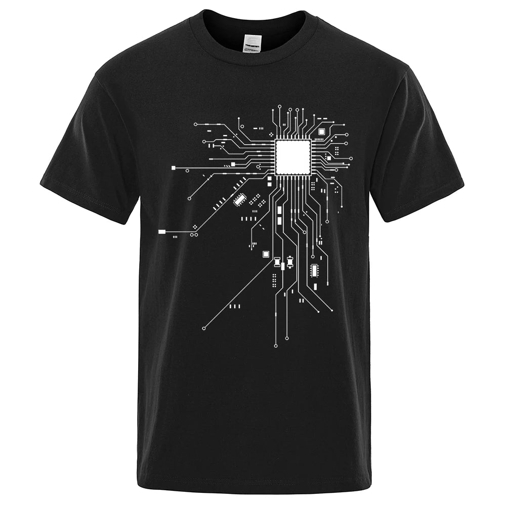 Men's CPU Processor Circuit Diagram T-Shirt – Summer Cotton Funny Graphic Tee