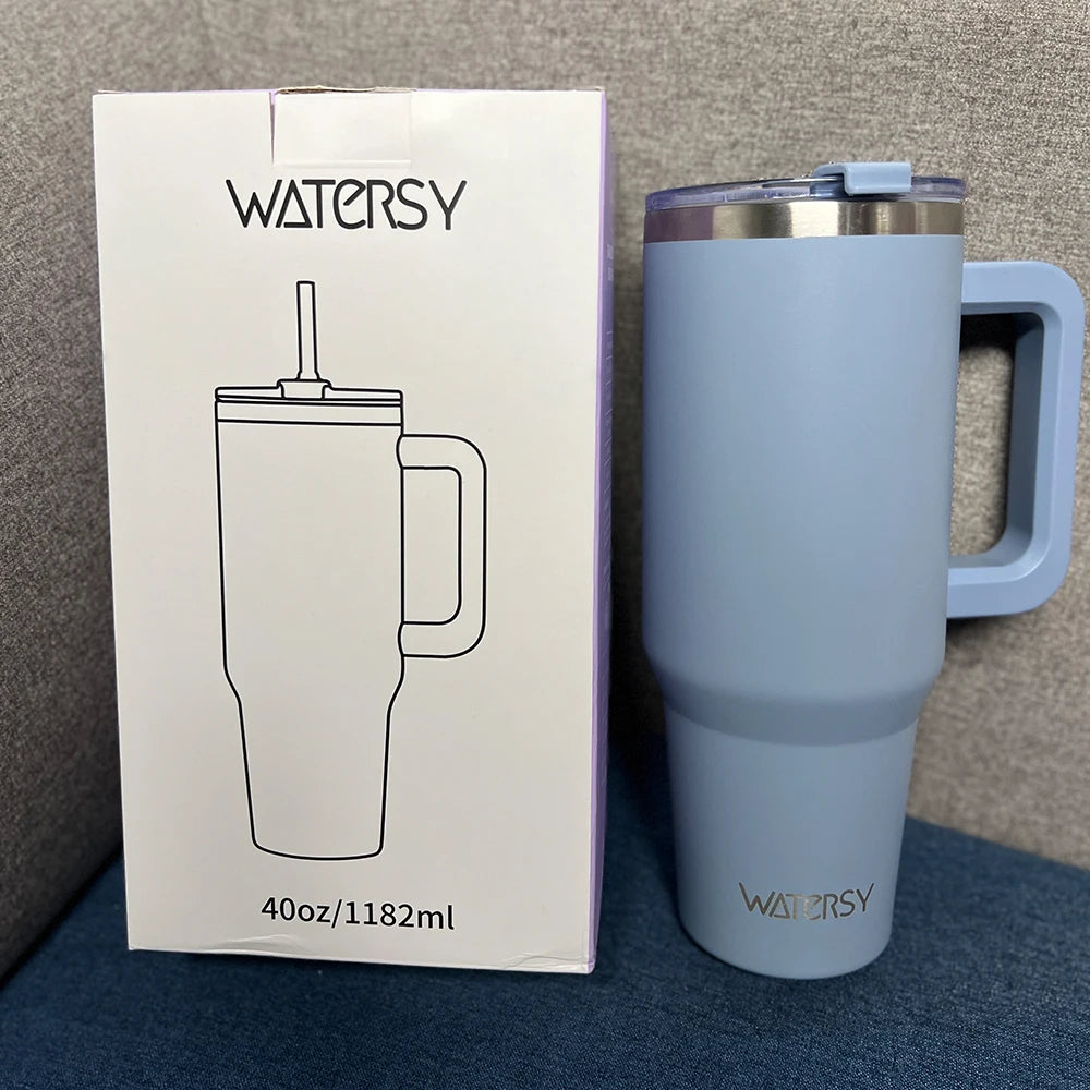 891/1182ml Insulated Mug With Handle And Straw Large Capacity 40oz Tumbler Stainless Steel Water Bottle Office Home