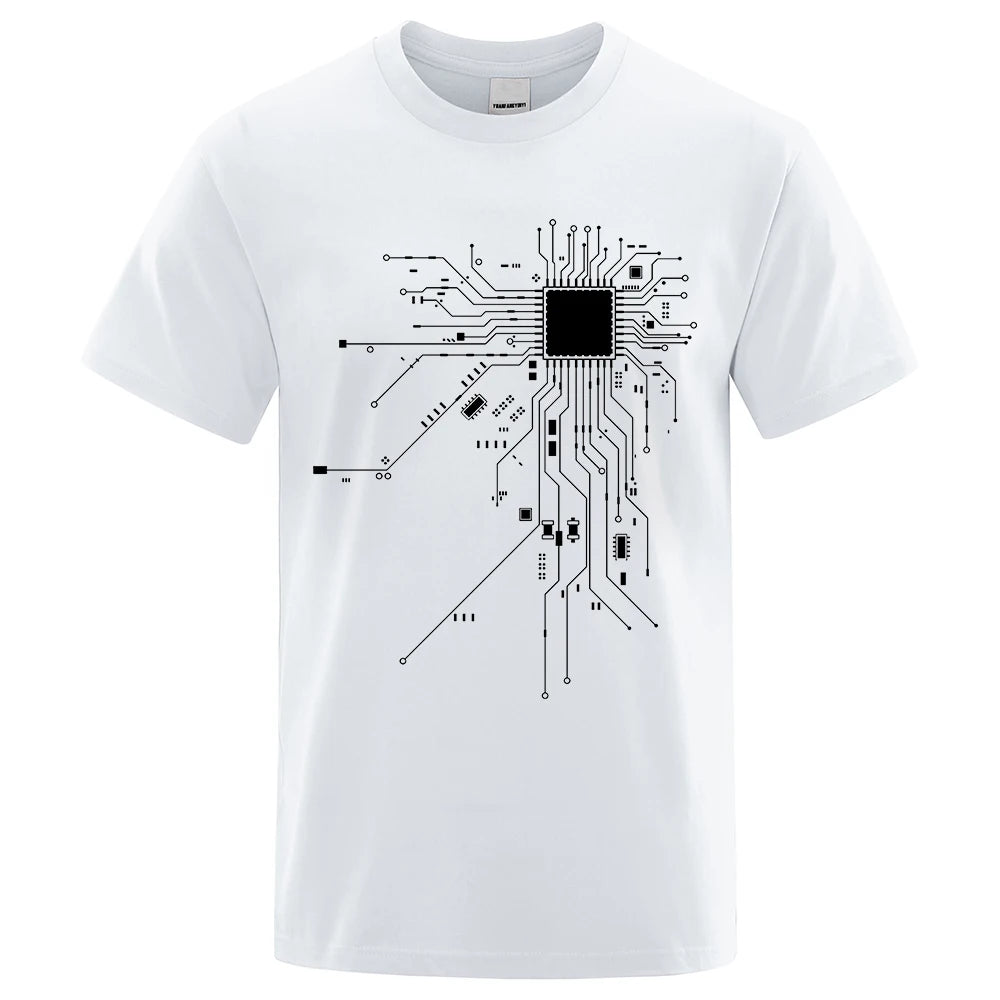 Men's CPU Processor Circuit Diagram T-Shirt – Summer Cotton Funny Graphic Tee