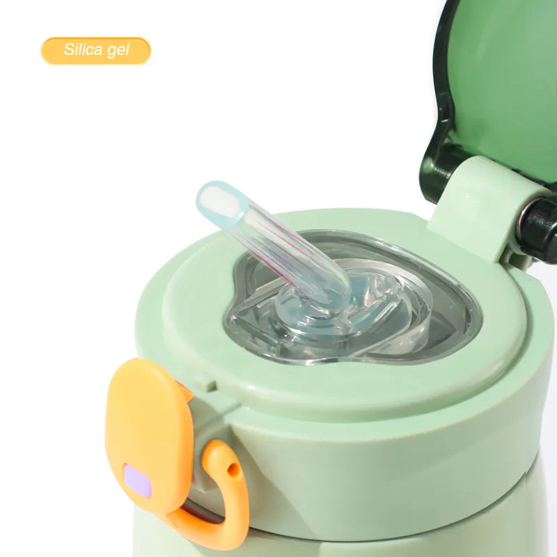 320/460ML Kids Stainless Steel Thermal Bottle Portable Kids Straw Mug Cold and Hot Thermal  Student Water Bottle
