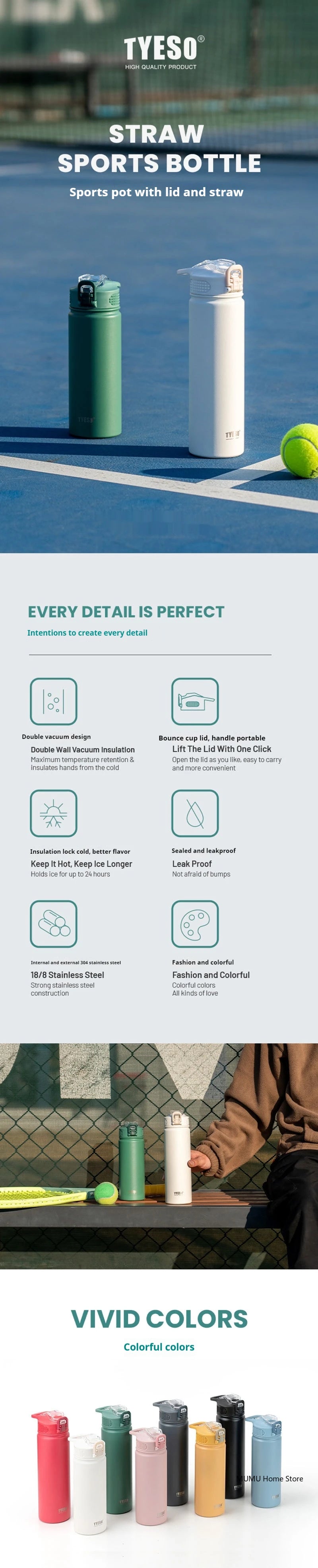 600/750ML Thermos Bottle With Straw Stainless Steel Car Thermal Cup Sports Water Bottles Keeps Cold and Heat Thermal Mug