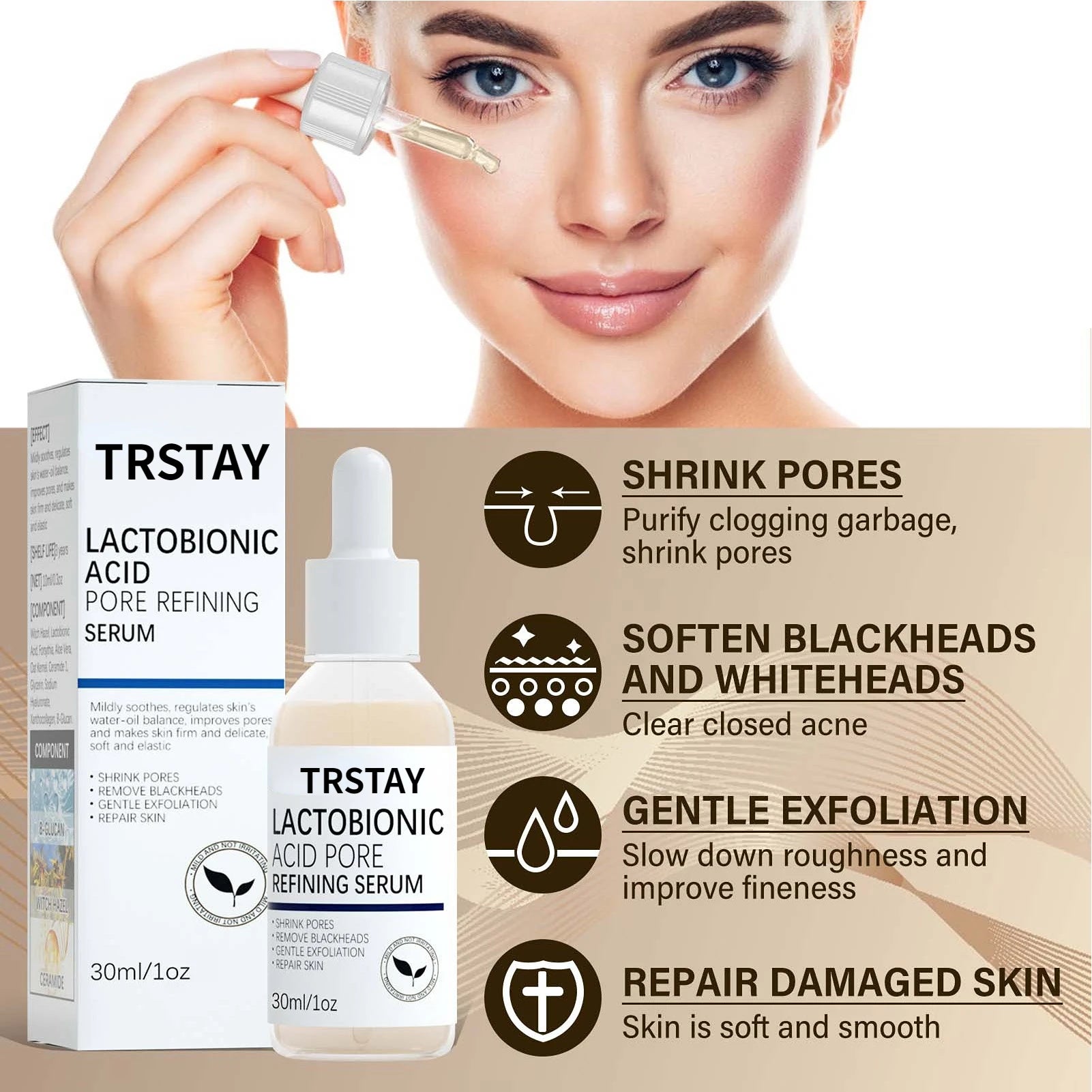 Serums Facial Lactobionic Acid Skin Care Face Serums Reduce Wrinkles Fine Eye Essence Firming Lifting