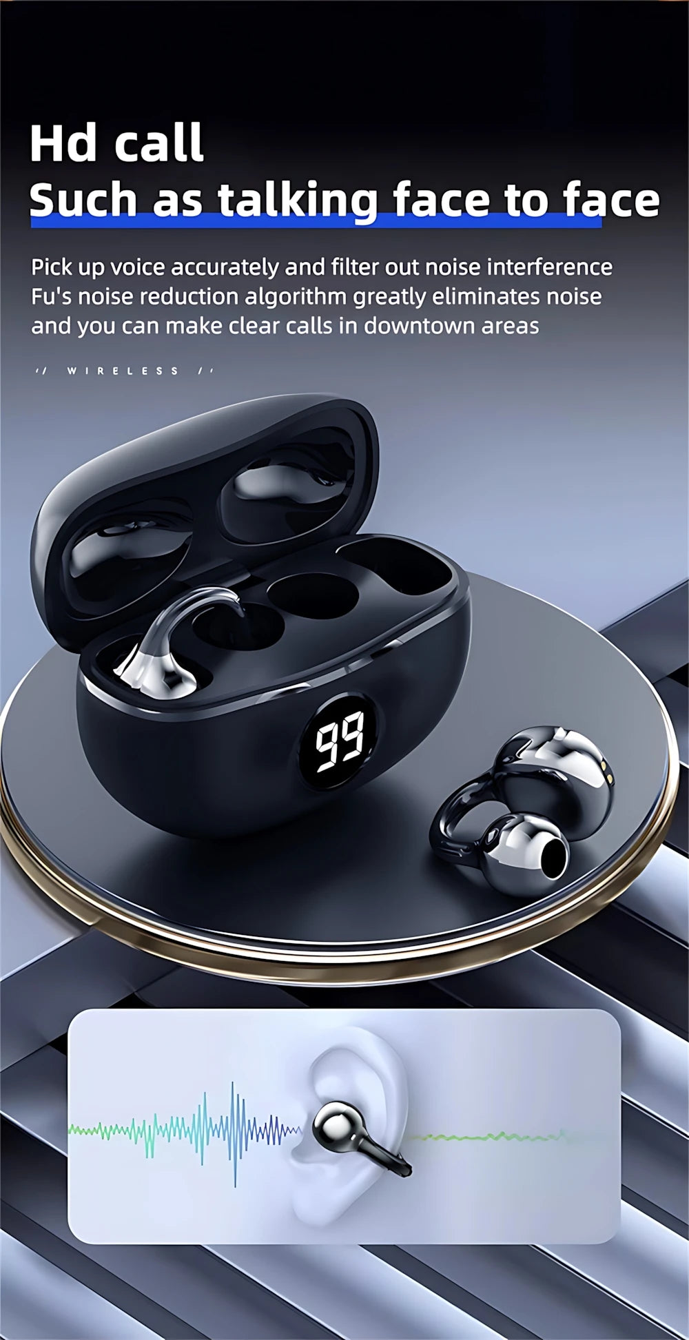 Wireless Headphones Fone Bluetooth Headset With Mic Handsfree Noise Canceling Earphones