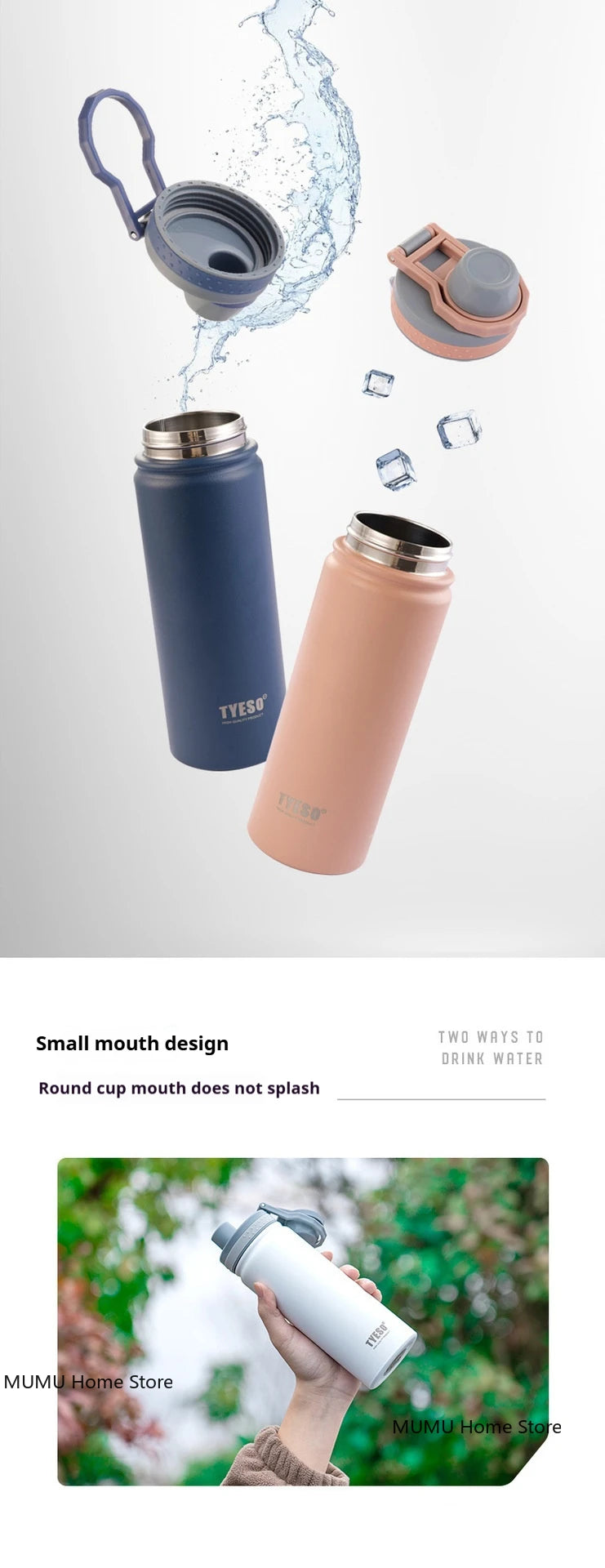 Tyeso 530/750ML Thermos Bottle Stainless Steel Vacuum Flask Travel Cup Insulated Water Bottle Sport Thermal Mug Hot & Cold Mug