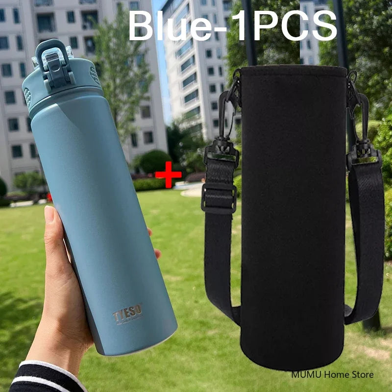 600/750ML Thermos Bottle With Straw Stainless Steel Car Thermal Cup Sports Water Bottles Keeps Cold and Heat Thermal Mug