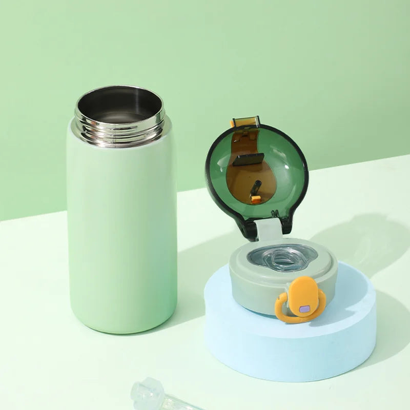 320/460ML Kids Stainless Steel Thermal Bottle Portable Kids Straw Mug Cold and Hot Thermal  Student Water Bottle
