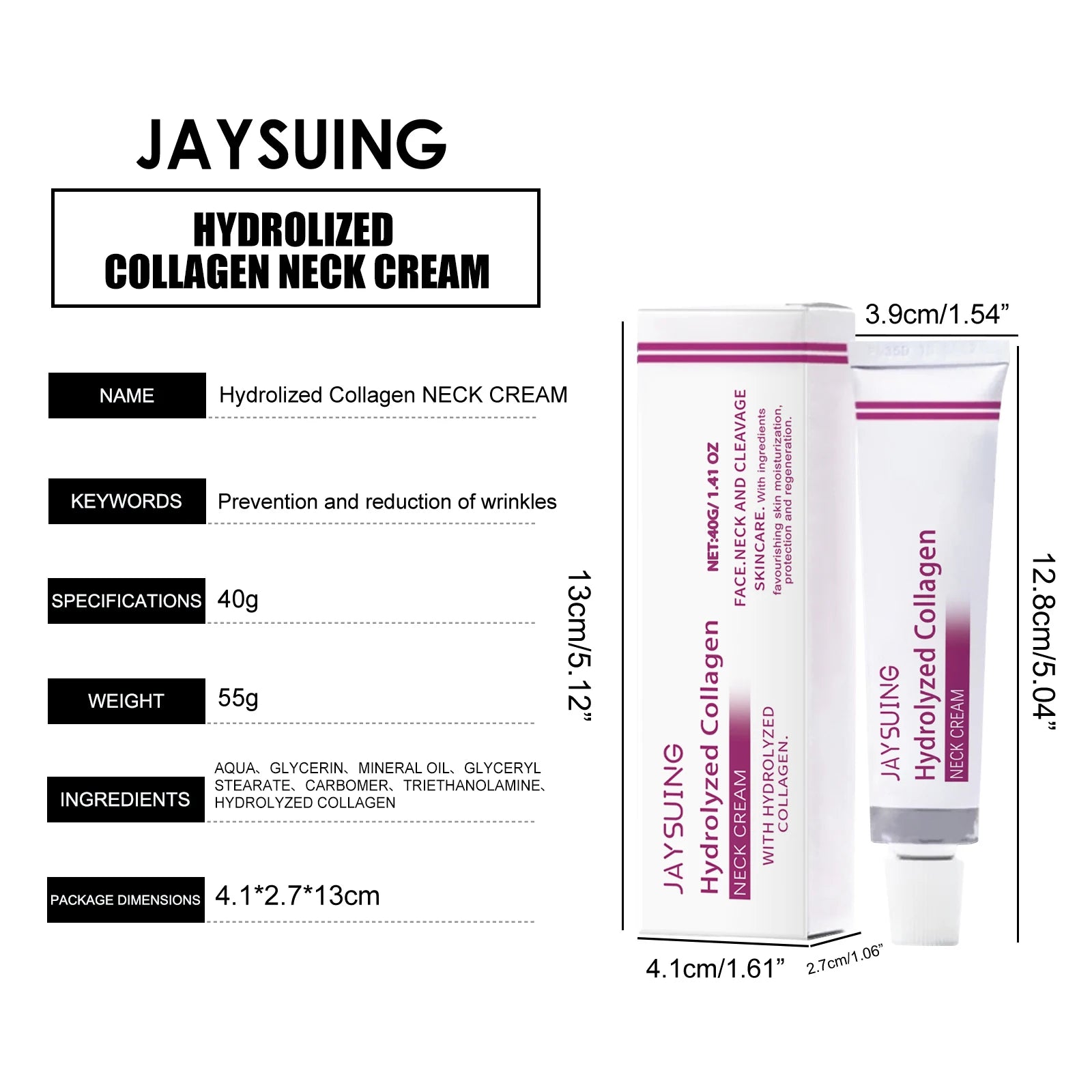 Hydrolyzed Collagen Neck Cream Anti Aging Lifting Firming Lightening Lines Nourish Eliminate Double Chin Face Skin Car