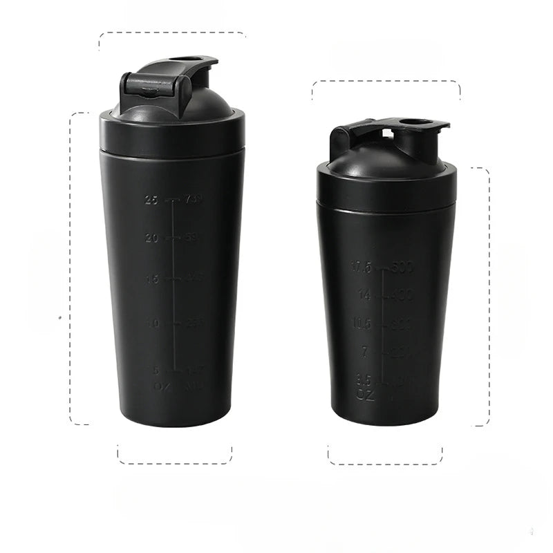 1pcs Stainless Steel Protein Powder Shaker Bottle with Ball Scale Leak Proof for Gym Fitness Sport  Water Cup