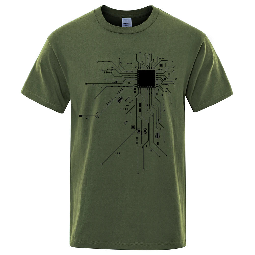 Men's CPU Processor Circuit Diagram T-Shirt – Summer Cotton Funny Graphic Tee