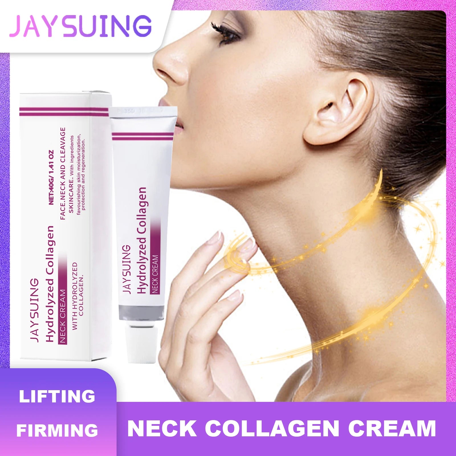 Hydrolyzed Collagen Neck Cream Anti Aging Lifting Firming Lightening Lines Nourish Eliminate Double Chin Face Skin Car