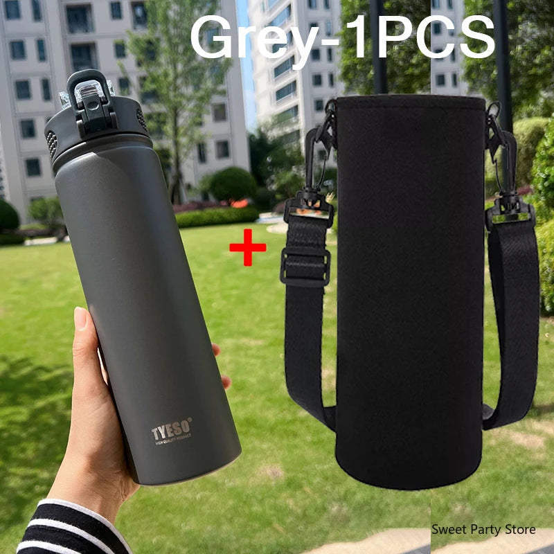 600/750ML Stainless Steel Vacuum Flask With Straw Sports Water Bottle Travel Insulated Cup Thermal Mug