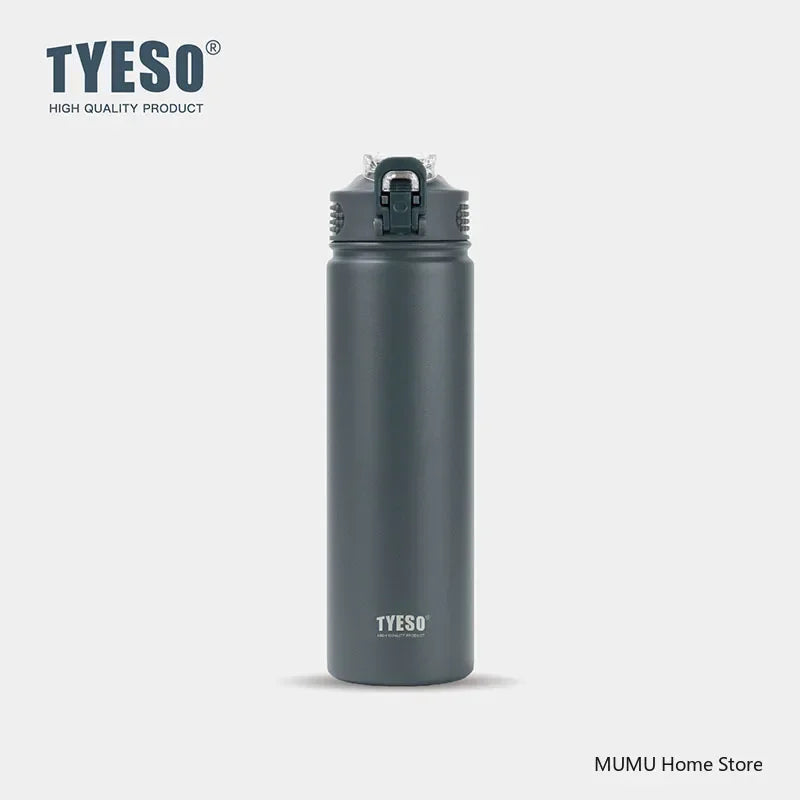 600/750ML Stainless Steel Vacuum Flask With Straw Sports Water Bottle Travel Insulated Cup Thermal Mug