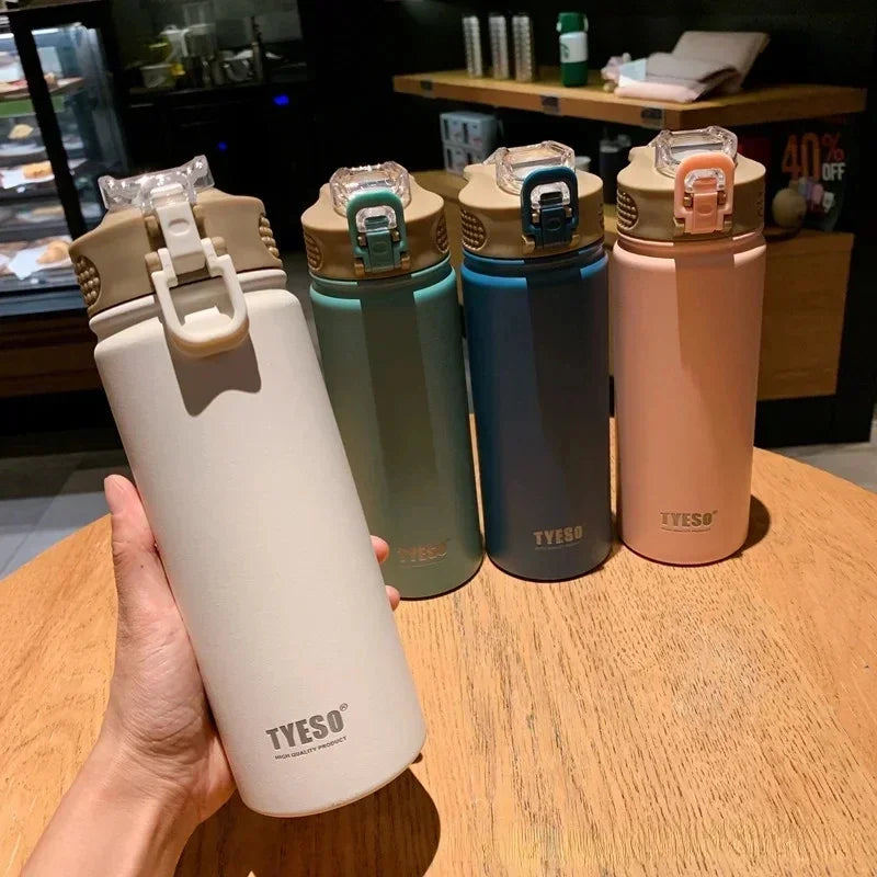 600/750ML Thermos Bottle With Straw Stainless Steel Car Thermal Cup Sports Water Bottles Keeps Cold and Heat Thermal Mug