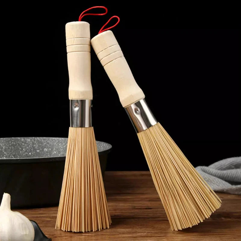 Natural Bamboo Pot Brush Long Handle Wok Cleaning Brush Dish Brush Kitchen Tool Supplies For Home Restaurant