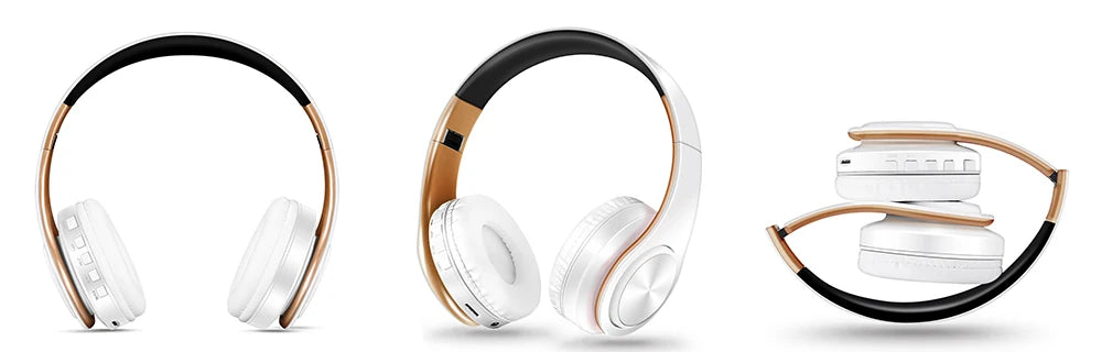 Men Gift Gold Wireless Headphones Bluetooth Earphone Stereo Headset with Build-in MIC
