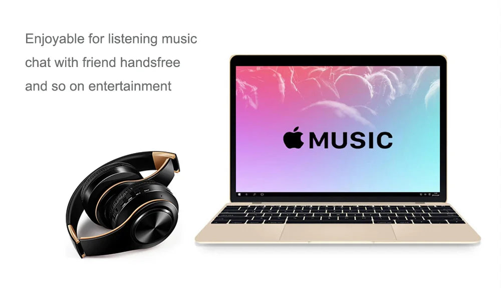 Men Gift Gold Wireless Headphones Bluetooth Earphone Stereo Headset with Build-in MIC