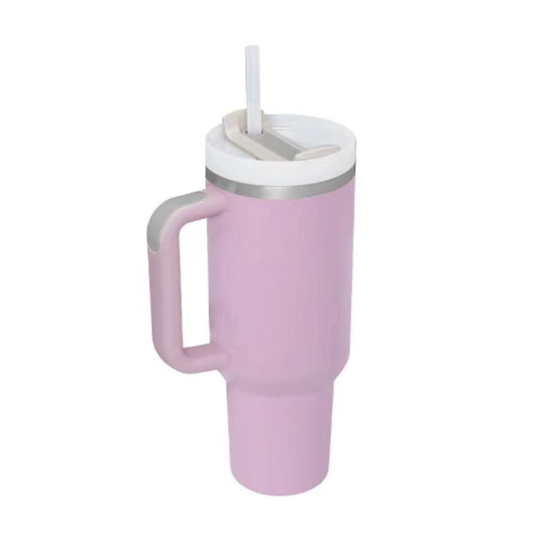 Tumbler With Handle Straw Insulated, Stainless Steel Spill Proof Vacuum Coffee Cup  Mug Gifts For Valentine Lover Suitable For Car Gym Office Travel