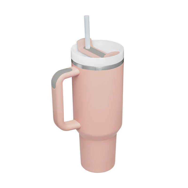 Tumbler With Handle Straw Insulated, Stainless Steel Spill Proof Vacuum Coffee Cup  Mug Gifts For Valentine Lover Suitable For Car Gym Office Travel