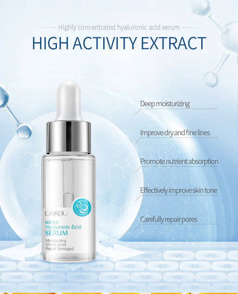 LAIKOU Serum Japan Sakura Essence Moisturizing Hyaluronic Acid Pure 24K Gold Brightening  Vitamin C  Face Serum Care Skin