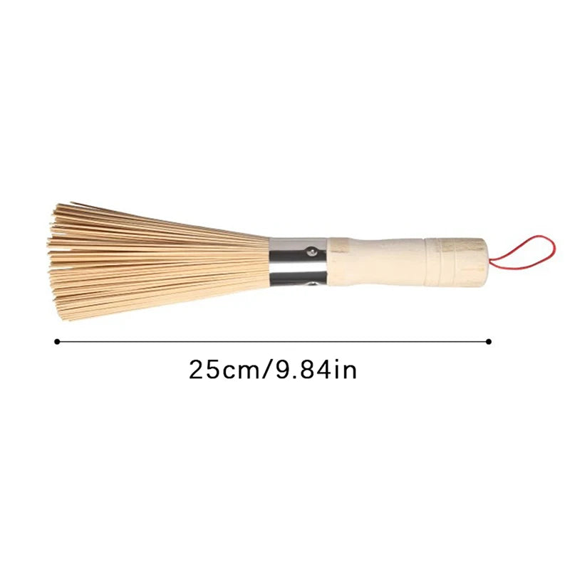 Natural Bamboo Pot Brush Long Handle Wok Cleaning Brush Dish Brush Kitchen Tool Supplies For Home Restaurant