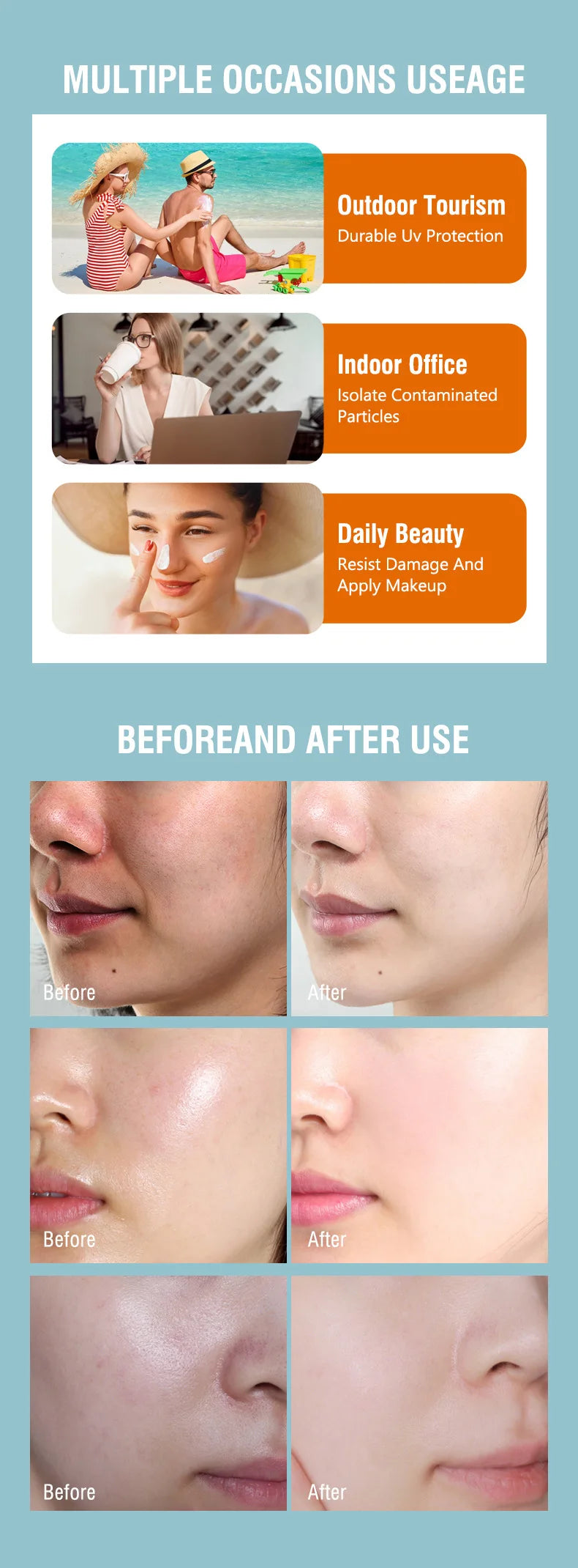 High SPF Facial Body Sunscreen Sun Cream Sunblock Skin Moisturizer Nourishing UV Protective Cream Anti Sun Face Protection Cream