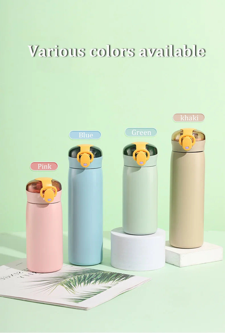 320/460ML Kids Stainless Steel Thermal Bottle Portable Kids Straw Mug Cold and Hot Thermal  Student Water Bottle