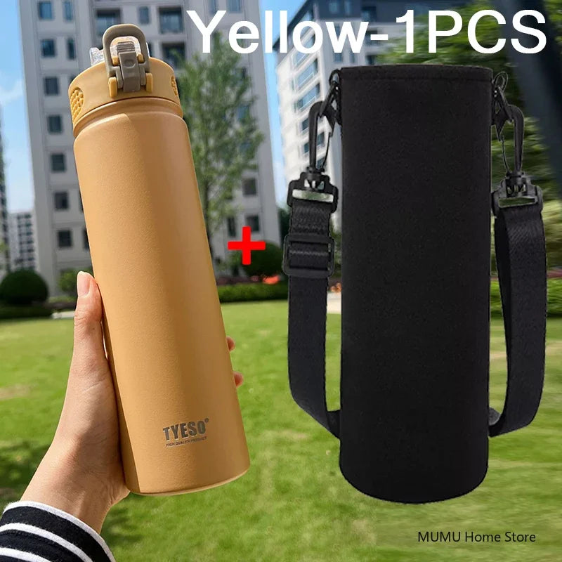 600/750ML Thermos Bottle With Straw Stainless Steel Car Thermal Cup Sports Water Bottles Keeps Cold and Heat Thermal Mug