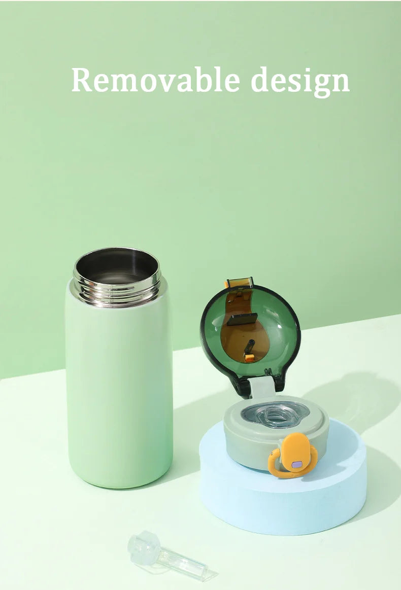 320/460ML Kids Stainless Steel Thermal Bottle Portable Kids Straw Mug Cold and Hot Thermal  Student Water Bottle