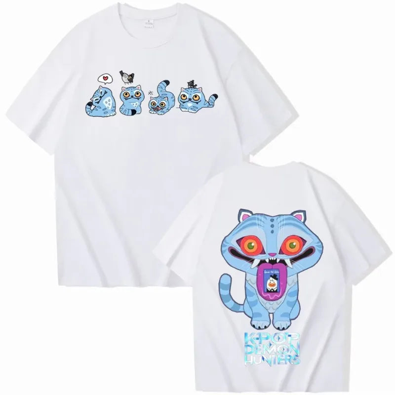 KPop Devil Hunter Casual Shirt Trend T-shirt Fashion  Loose T-shirt