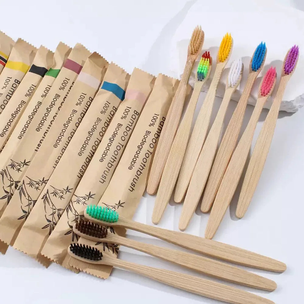 30/10/5 PCS bagged bamboo toothbrush, suitable for home, hotel and other use
